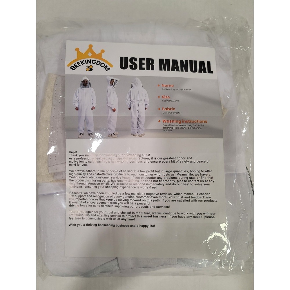 Beekingdom Beekeeping Suit White Full Body Protective Gear New